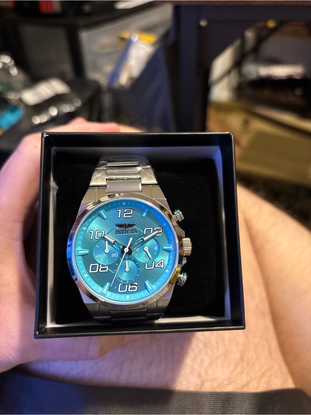 Invicta Speedway Verve Men’s Watch, 44mm Steel w Tiffany Blue Face and Subdials